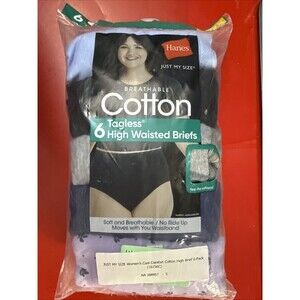 Hanes Just My Size Women Size 10 / 2X High Waisted Briefs Cotton 6 Pairs Tagless